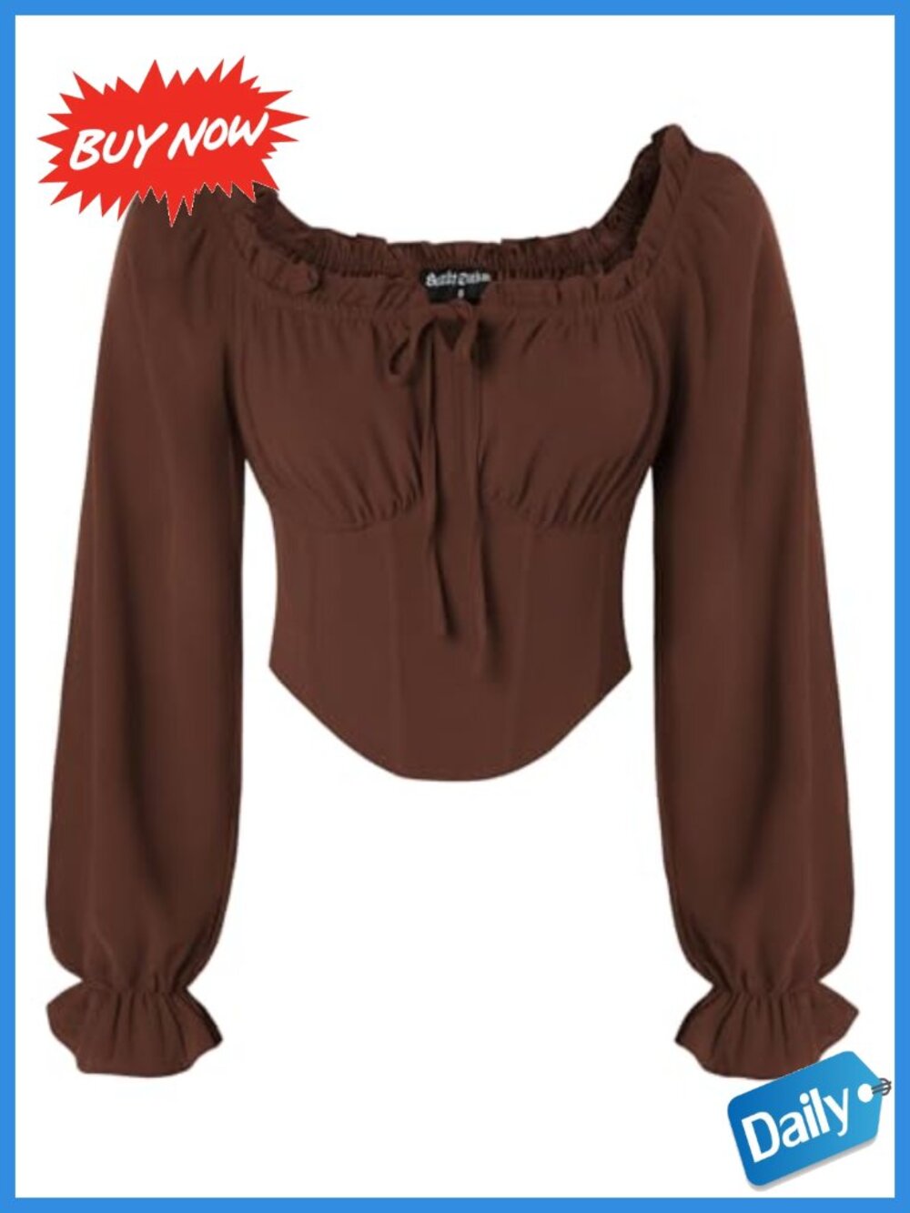 Corset Top Women Long Sleeve Renaissance Blouse Off Shoulder Crop